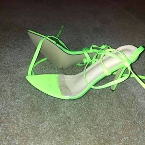 Strappy neon heels